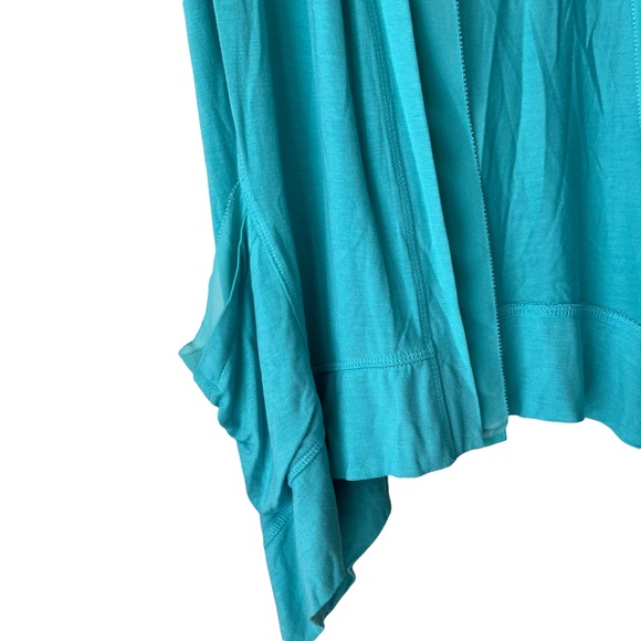 LOGO by Lori Goldstein Open Front Vest Chiffon Trim Sleeveless Aqua Blue Size XS - Picture 2 of 6